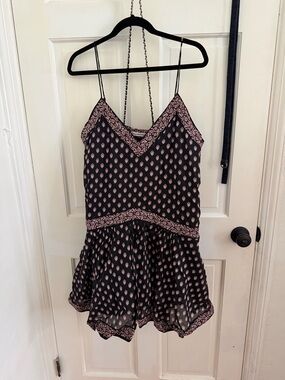 Abercrombie & Fitch Black Romper with Pink Print